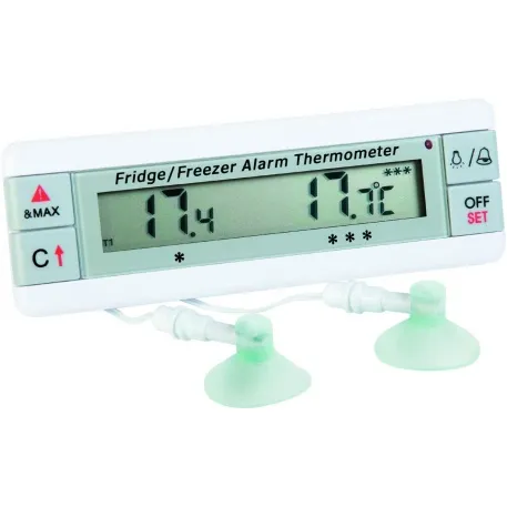 Dual sensor alarm fridge freezer thermometer